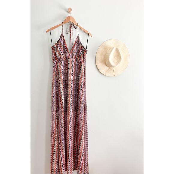 Ramy Brook | Daphne Zigzag Halter Maxi Dress | Soho Multi | Sz 16 - Picture 2 of 12